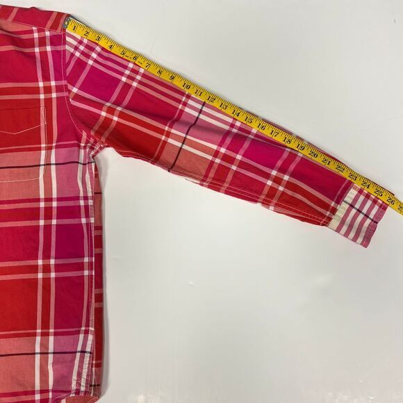 Tommy Hilfiger Custom Fit Red/Pink Plaid Button Down Shirt Long Sleeve Casual L - Picture 9 of 10